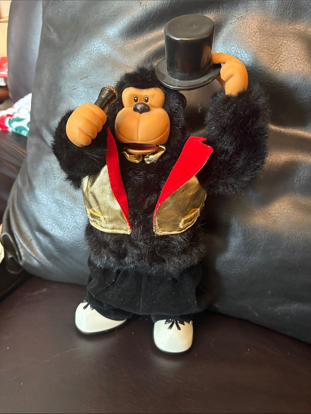 Magogo Dancing & Singing Gorilla Performer with Gold Vest and Red Accents 1990’s